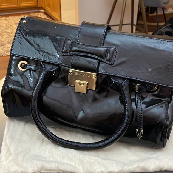 Large jimmy Choo bag lightly used navy patent leather - Picture 2 of 5